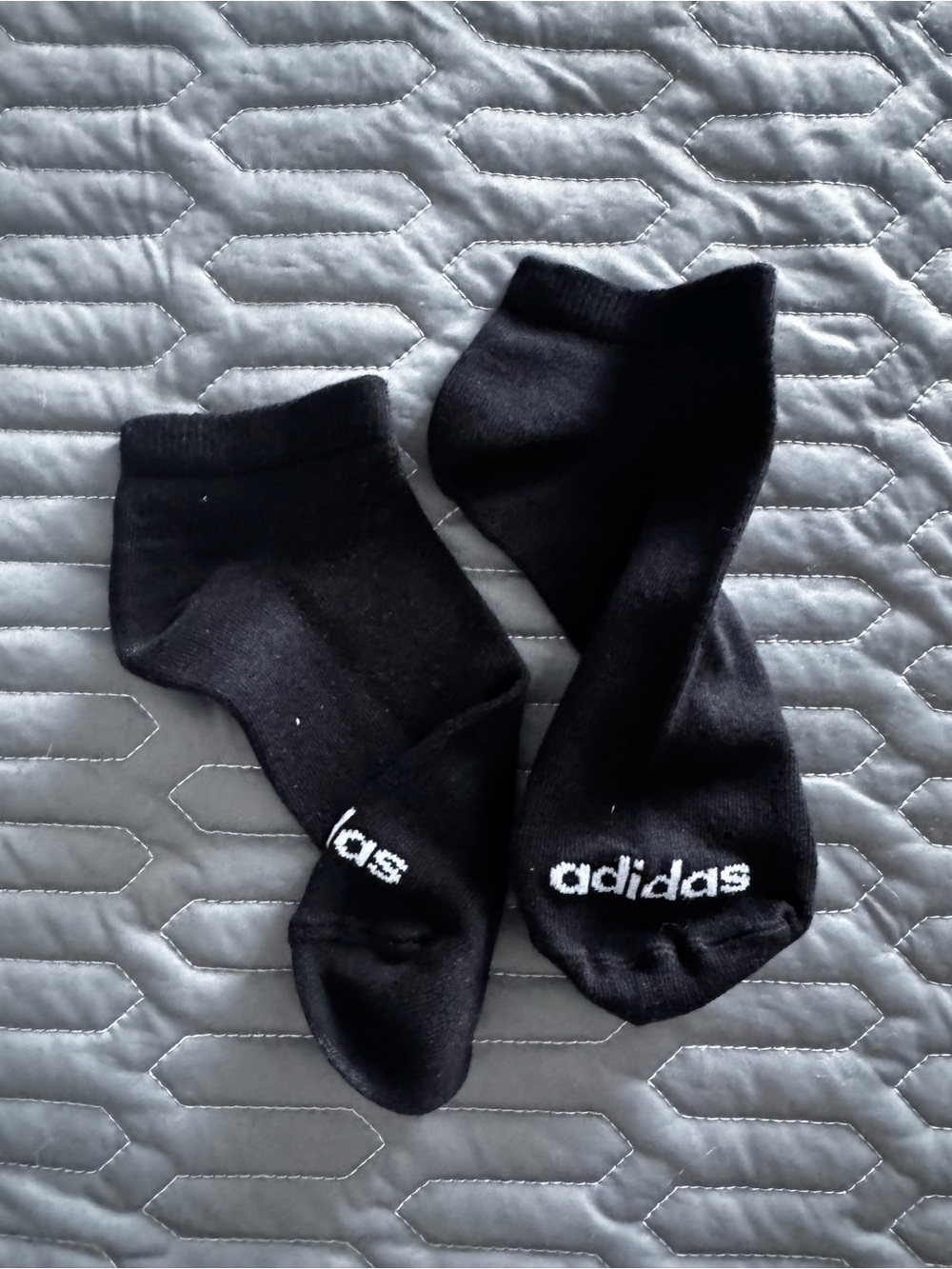 adidas Black Low-Cut Athletic Socks with White Logo - Pair